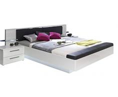 Bettgestell Doppelbett | 180 x 200 cm | Weiß Hochglanz | inkl. LED-Beleuchtung