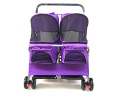 Jlxl Zweisitziger Kinderwagen, herausnehmbares Doppelschlafsofa Car Ultra für leicht zusammenklappbare und waschbare Katzenhunde, die die Pflege erweitern (Color : Purple)