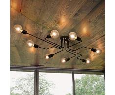 OYIPRO Vintage Deckenleuchte 8-flammig Deckenlampe Kronleuchter Licht Industriellampe E27 Lampenfassung für Wohnzimmer Schlafzimmer Esszimmer Flur Bar Café Restaurant