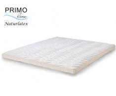 Primo Line Naturlatex Topper NATURA - 80% Natur Latex 7 Zonen Matratzenauflage 180x200 H2 Höhe 8cm RG 75 - DT Bezug ÖKO TEX® Matratzen Topper für Boxspringbett / unbequeme Matratzen (180 x 200 x 8)