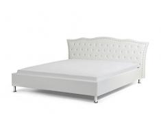 Designer Barock Leder Bett Unicorn Einhorn WEISS mit Lattenrahmen Lattenrost mit Bettkasten Stauraum Polsterbett traumhaftes Luxus Lederbett günstig (180x200 cm Mit Bettkasten)