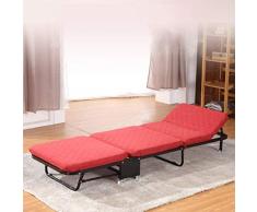 Ppy778 Klappbett Einzelbett Büro-Nickerchenbett Einfache Doppel-Schwamm-Bett Startseite Dreifachgefaltetes Bett Tragbares Schlafsofa Gästebett (Color : RED, Size : 180 * 65 * 26CM)