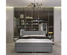 INNOCENT® - P4 | Boxspringbett 140x200 in Grau Stoff | 3D-Air 6cm Topper | Bonell-Federkernmatratze | H2 Härtegrad | Boxbett für Hotels | HB00