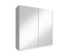 Schwebetürenschrank Mika III mit Spiegeltür, Farbauswahl, Modernes Schlafzimmerschrank, Kleiderschrank für Schlafzimmer, Jugendzimmer, Schiebetür (Weiß, 150 cm)