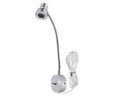 Bonlux LED Leselampe Drehbar Schwanenhals Lampe Dimmbar Bettleuchte Warmweiß 3000K Nachtbeleuchtung USB Kabel für Schreibtisch Bett (1 Stück)