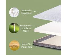 JONA SLEEP Naturlatex Matratzen-Topper 120 x 200 cm Latex-Auflage Öko-Tex Mattress Pad Schoner Bett Mattress Pad Gäste Schoner Allergiker Boxspring