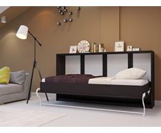 Schrankbett 90cm Horizontal Wenge Schrankklappbett & Wandbett SMART Punkt Kaltschaummatratze 90x200cm