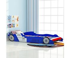 lingjiushopping Bett Auto Running für Kinder 90 x 200 cm blau und Rahmen aus MDF + LATTEN aus Holz Farbe: Blau matt ¨ ¦ Riau: Rahmen aus MDF + LATTEN aus Holz
