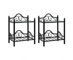 vidaXL 2X Nachttisch Stahl Hartglas Schwarz Nachtschrank Nachtkonsole Kommode