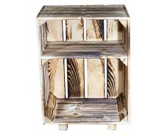 Vinterior 2er Set flambierter/geflammter Nachttisch 30,5cm x 40cm x 54cm (LxBxH) mit Ablagefach