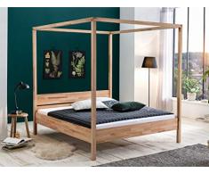 expendio Himmelbett Sabri Kernbuche geölt Größe nach Wahl Massivholzbett Doppelbett Ehebett Singlebett Bett Schlafzimmer, Liegefläche:180 x 200 cm