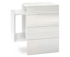 Vladon Nachttisch Nachtschrank Nachtkommode Queens, Korpus in Weiß matt/Front und Oberboden in Weiß Hochglanz
