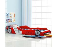 lingjiushopping Bett Auto Running für Kinder 90 x 200 cm Rot und Rahmen aus MDF + LATTEN aus Holz Farbe: rot matt ¨ ¦ Riau: Rahmen aus MDF + LATTEN aus Holz