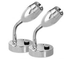 Dream Lighting 12V LED Leselampe Innenbeleuchtung Wohnmobil Leselicht Wohnwagen Anhänger Boot Verchromt 2 Modi Blau/Warmweiß Wandlampe Nachttischlampe 2 Stück in jeder Packung