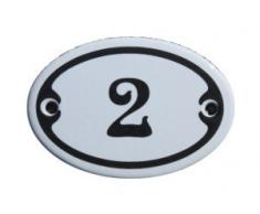 Nummer 2 Mini Emaille Schild Jugendstil ca. 4,2 x 6,2 cm Türschild Zimmer Schublade Schrank Kommode Emailschild oval weiß