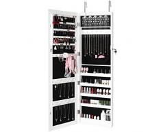 Homfa LED Schmuckschrank Schmuckregal Schmuckkasten mit Beleuchtung hängend höhenverstellbar abschließbar 36x9,5x120cm