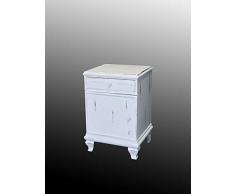 Antike Fundgrube Kleine Nachtkonsole Vintage Nachtschrank antik Shabby Chic weiß B: 44 cm (9026)