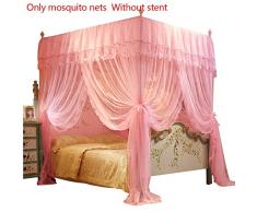 Yunt Moskitonetz Viereckiges Mückennetz für Doppelbetten Hoche Qualität Fliegennetz Insekten Malaria Schutz Aufhängekit Himmelbett Betthimmel Vorhänge, 150 * 200cm (Ohne Halter) (Pink)