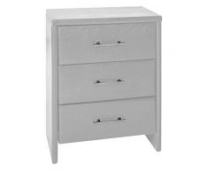 Nachtkonsole Nachtschränkchen White Night mit 3 Schubladen Kunstleder weiß 50x43x62cm Nachtschrank Nachtkommode Kommode Ablage Aufbewahrung modern elegant schlicht Schlafzimmer