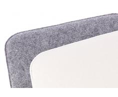 Filz Sitzkissen in graumeliert und cremeweiß zum Wenden, waschbare Stuhlauflage mit Füllung inkl. Reissverschluss. Moderne Sitzauflage für Bank und Stuhl mit runden Ecken, weich gepolstert. Designer Sitzpolster / Filzauflage,