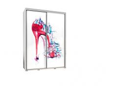 MOEBLO Kleiderschrank Schrank Gaderobe Schiebtüren 155 cm Fashion 2 (wenge)