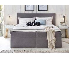 Furniture for Friends Möbelfreude® Polsterbett Bianca | 140x200 cm Hellgrau H2 | mit Bettkasten & hochwertiger Bonell Federkernmatratze | Boxspringbett-Optik