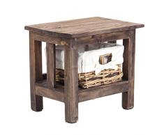 DESIGN DELIGHTS NACHTTISCH Rattan MIT Korb | 40x35x30 cm, Recycling Holz | Nachtschränkchen