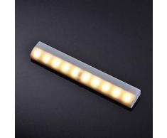 10 LED Bewegungsmelder Wandschrankleuchte Kabelloser Nachtschrank Batteriebetrieben (Gelb)