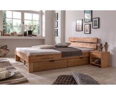 moebelstore24 Futonbett Bett Judith Kernbuche-Massiv Natur geölt, 140 x 200 cm