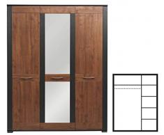 Furniture24_eu Kleiderschrank Schrank Drehtürenschrank Schlafzimmerschrank Naomi mit Spiegel (Nußbaum/Wenge)