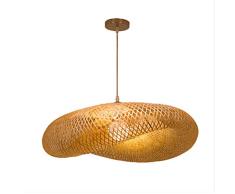 Vintage Pendellampe Handgemachte Natürliche Bambus Hängelampe Nostalgische E27 Höhenverstellbare Hängeleuchten Restaurant Schlafzimmer Wohnzimmer Kronleuchter Esszimmer Cafe Bar Pendelleuchten,60cm