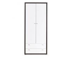 mb-moebel Schrank 2-türiger Kleiderschrank Falttürenschrank 2 x Schubkästen Weiß Hochglanz + Wenge O12