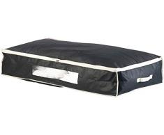 infactory Kleider-Aufbewahrung-Box: Unterbettkommode mit Sichtfenster & Handgriffen, 100x48x18 cm, schwarz (Aufbewahrungstasche Bett)