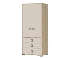 Drehtürenschrank/Kleiderschrank 13, Farbe: Buche/Creme - 198 x 84 x 56 cm (H x B x T)