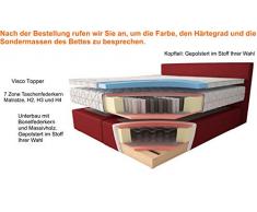 Aukona International Johanna Boxspringbett mit Bettkasten Schwarz 140x200, 7-Zonen-Taschenfederkern-Matratze mit Visco Topper Matratzenschoner, H2 H3 H4, Doppelbett, Anlieferung und Aufbau kostenlos