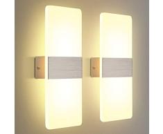 KINGSO Wandleuchte LED Innen 2er Pack 12W Wandlampe Acryl Wandbeleuchtung, Modern für Wohnzimmer Schlafzimmer Treppenhaus Flur, AC 230V, 3000K Warmweiß