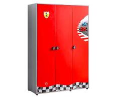 Froschkönig24 Cilek RACECUP Kleiderschrank Kinderkleiderschrank Schrank Rot/Grau