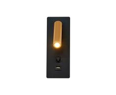 Topmo-plus Hotel Bettlampe Schlafzimmer Leseleuchten mit USB und Schalter/LED 3W CREE COB/schwarz und golden Wandleuchte Innen Wandlampe Flur wohnzimmer Treppen Hotels Nachtlicht 3000K