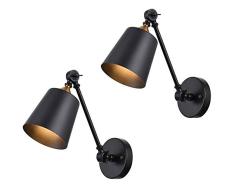 UArtlines 2er Industrielle Lampen Wandlampe Retro Wandleuchten Licht für Bar,Schlafzimmer,Küche,Flur,Schwarz