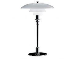 Small Weiß Chrom Skandinavische Tischleuchte/Moderne Nachttisch-Leuchte Opalglas Lampe Durchmesser: 28.5 cm Höhe: 45 cm Mit Chromfuß,Weiß