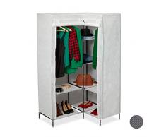 Relaxdays Eckkleiderschrank, 3. Generation, 8 Ablagen, 2 Kleiderstangen, Stecksystem, 2 Türen, HBT: 169x100x83 cm, weiß