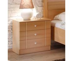 Nachttisch 3 Schubladen Buche Dekor
