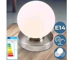 Tischlampe mit Dimmer Touchfunktion - EEK: A++ bis E, 1er oder 2er Set, E14, LED, mit Berührungssensor - Nachttischlampe, Nachttischleuchte - für Wohnzimmer, Schlafzimmer, Kinderzimmer (1er)