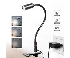 Leselampe buch klemme 4W Klemmleuchte, LED Klemmlampe Schreibtischlampe Berührungssteuerung Dimmbar Augepflege mit 3 Helligkeitstufe, Flexibel Büchlampe Bettlampe für Schlafzimmer Büro bücher