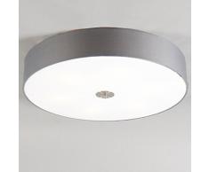 QAZQA Modern Deckenleuchte Drum 70 rund grau, Glas, Metall, Textil, Zylinder, Rund / LED geeignet E27 Max. 6 x 40 Watt
