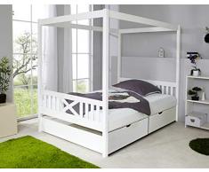 Ticaa Himmelbett Lino Kiefer Weiß 140x200