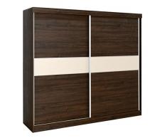 Schiebetürenschrank/Kleiderschrank Bermeo 02, Farbe: Nuss/Creme - 220 x 240 x 65 cm (H x B x T)