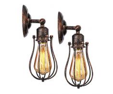 KINGSO 2er Wandlampe Industrial E27 Vintage Wandleuchte rustikal innen schwenkbar für Schlafzimmer Wohnzimmer Esstisch Dimmbar (Ohne Leuchtmittel)