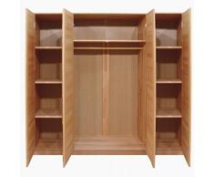 Kleiderschrank Kernbuche massiv geölt 4 türig mit Spiegel exsopo