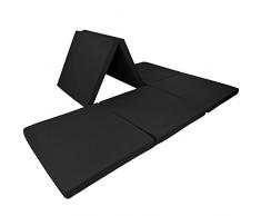 SunDeluxe Doppel-Klappmatratze 140x190 cm - bequemes XXL Reisebett für 1-2 Personen, Farbe:Schwarz